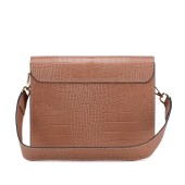 Geanta dama din piele naturala lacuita cu textura croco DiAmanti Sofia Roz Somon
